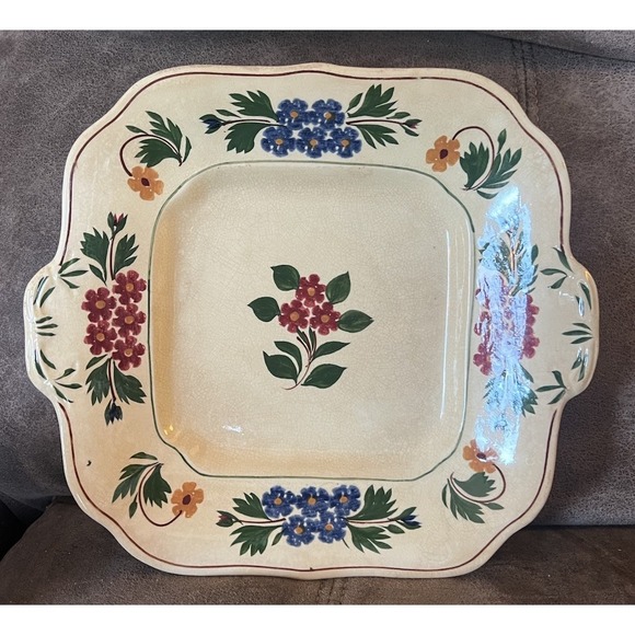 Adams Titian Ware Floral Pattern 698856 Square Cake Plate 9in Royal Ivory China - Picture 1 of 9